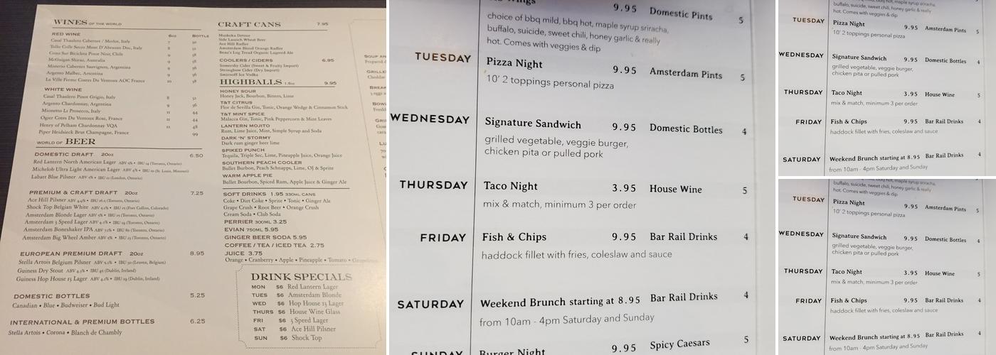 Red Lantern Pub Menu