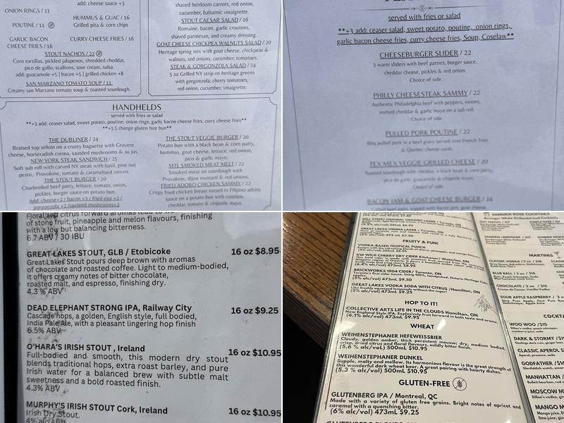 Stout Irish Pub Menu