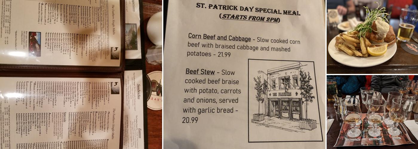 The Feathers Pub Menu