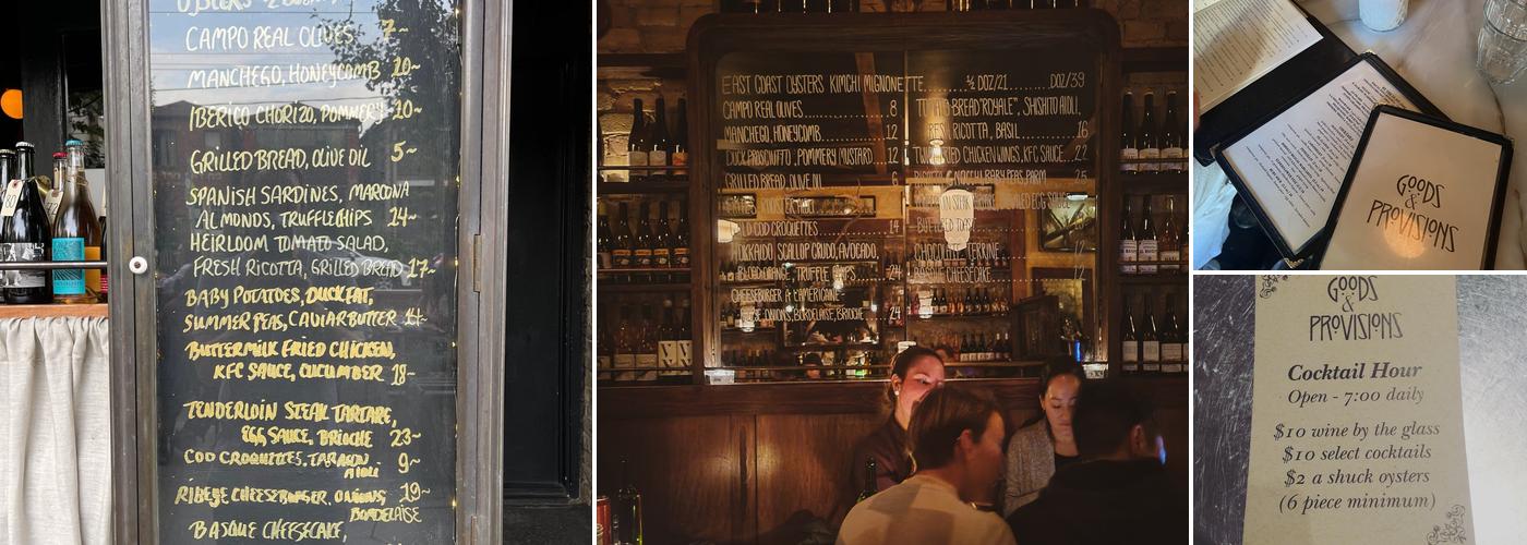 Goods and Provisions Menu