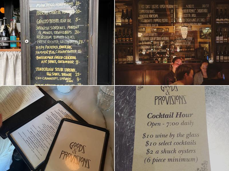 Goods and Provisions Menu