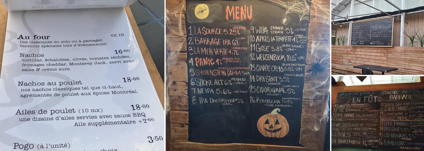 Le Barrage - Brasseurs Menu