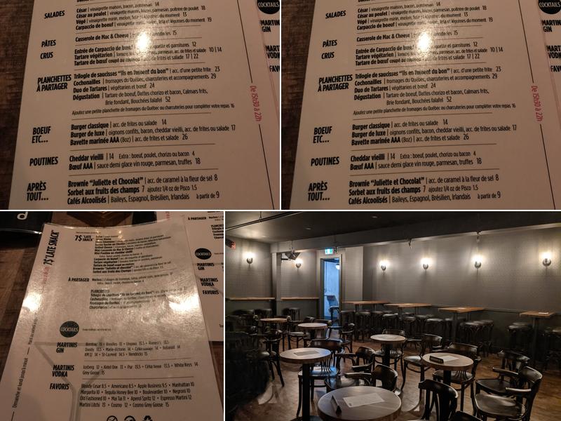 Pub Quartier Latin Menu