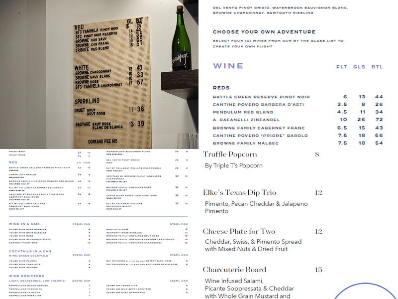 The Colony Wine Bar Menu