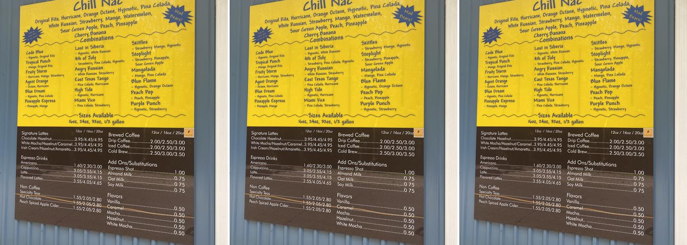 Chill Nac Menu