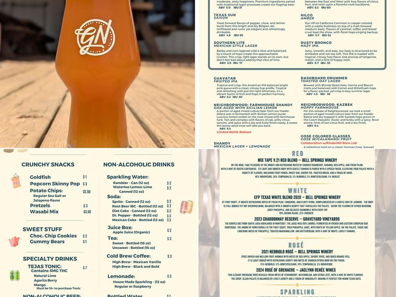 Ghost Note Brewing Menu