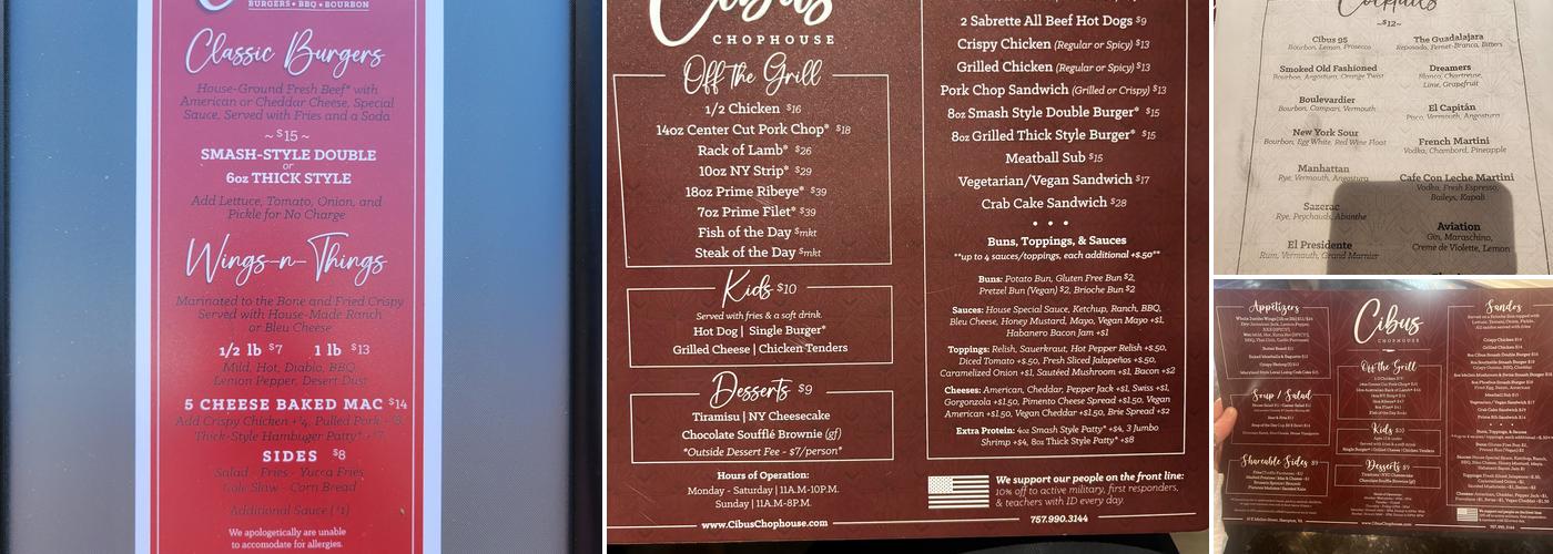 Cibus Menu