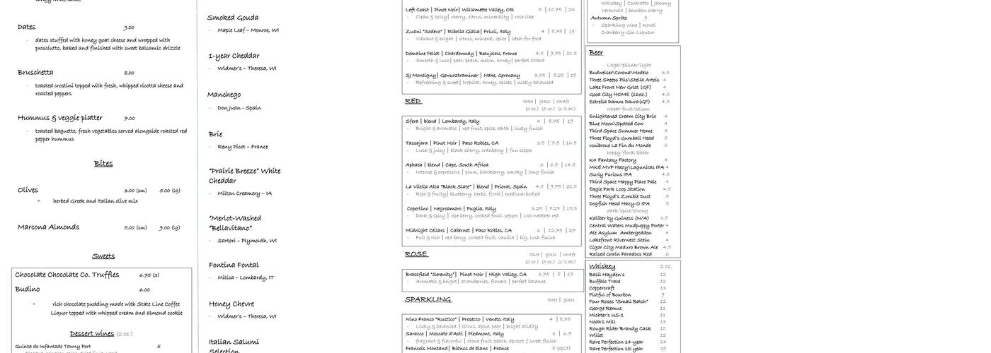 Twisted Vine Wine Shop & Bar Menu