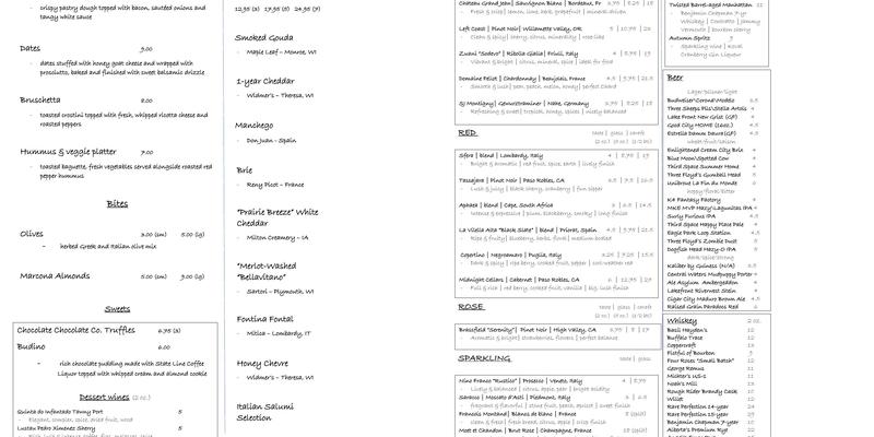 Twisted Vine Wine Shop & Bar Menu