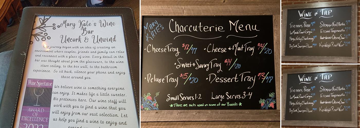 Mary Kate's Wine Bar Menu