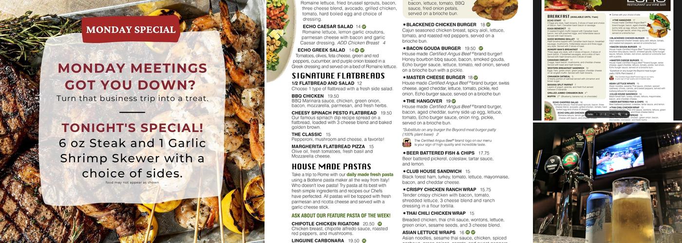 Echo Restaurant & Wine Bar Menu