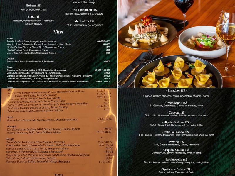 Peacock oiseau de nuit Menu