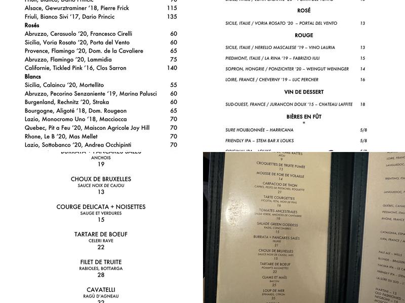 Stem Bar Menu