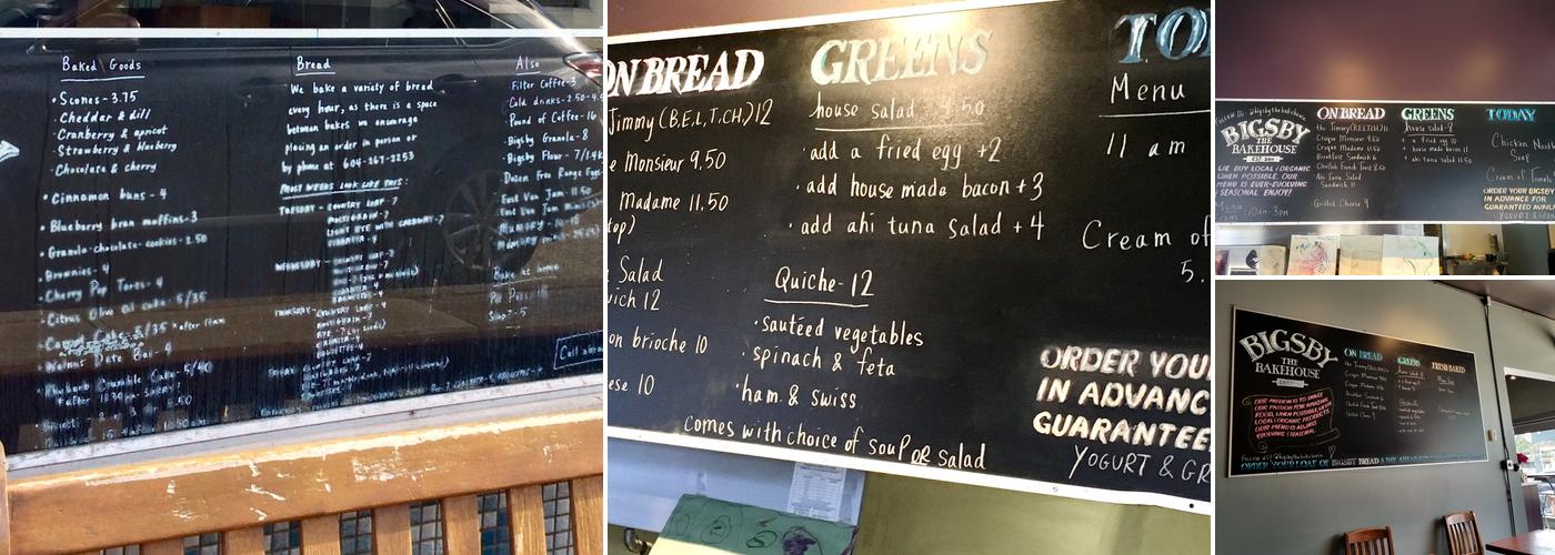 BIGSBY THE BAKEHOUSE Menu