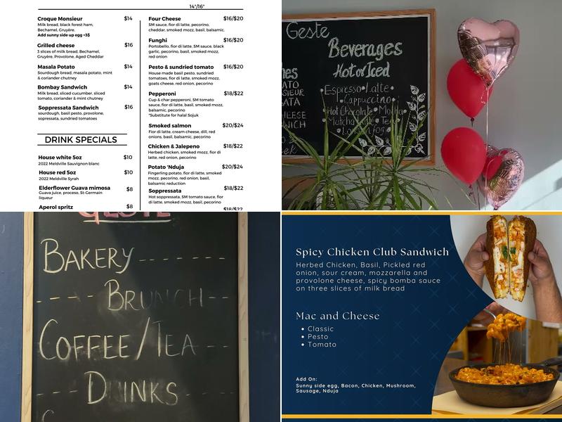 Geste croissanterie & bistro Menu