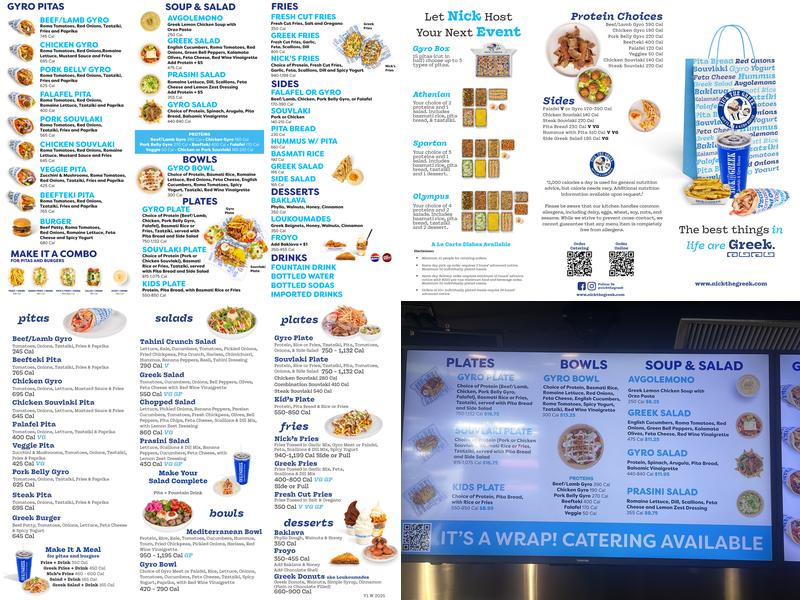 Nick the Greek Menu