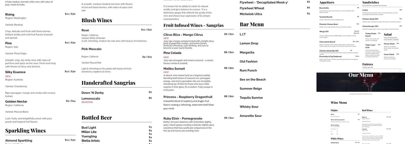 Waters Edge Winery & Bistro of Etown Menu