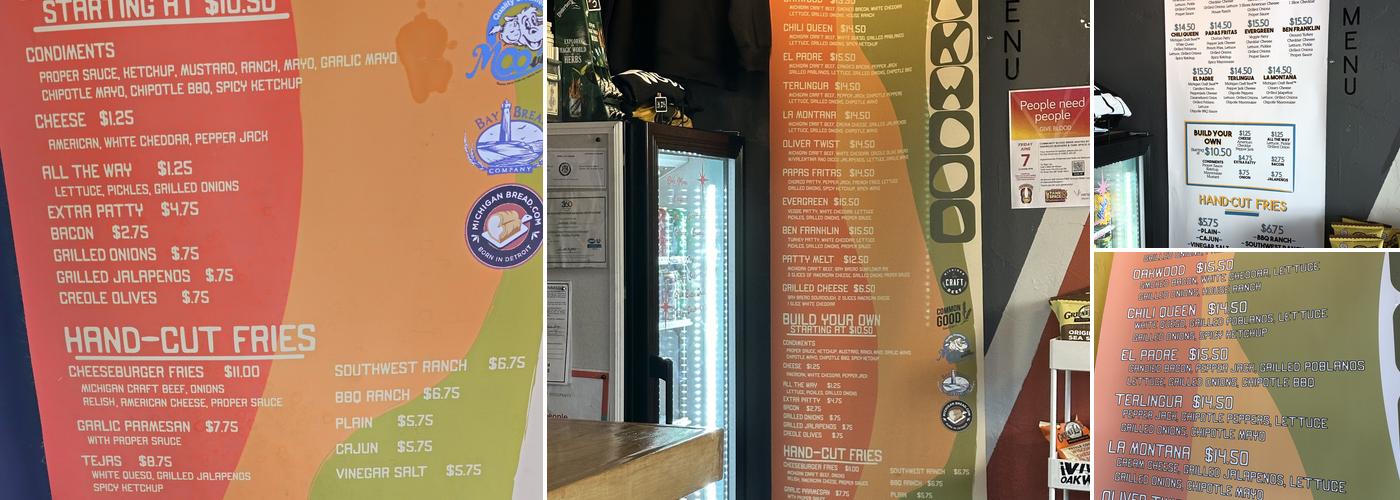 Oakwood Proper Burgers Menu