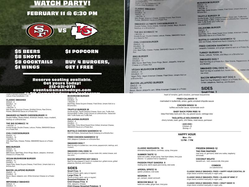SMASHED Menu