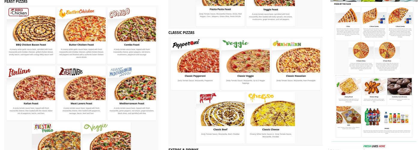 Freshslice Pizza Menu