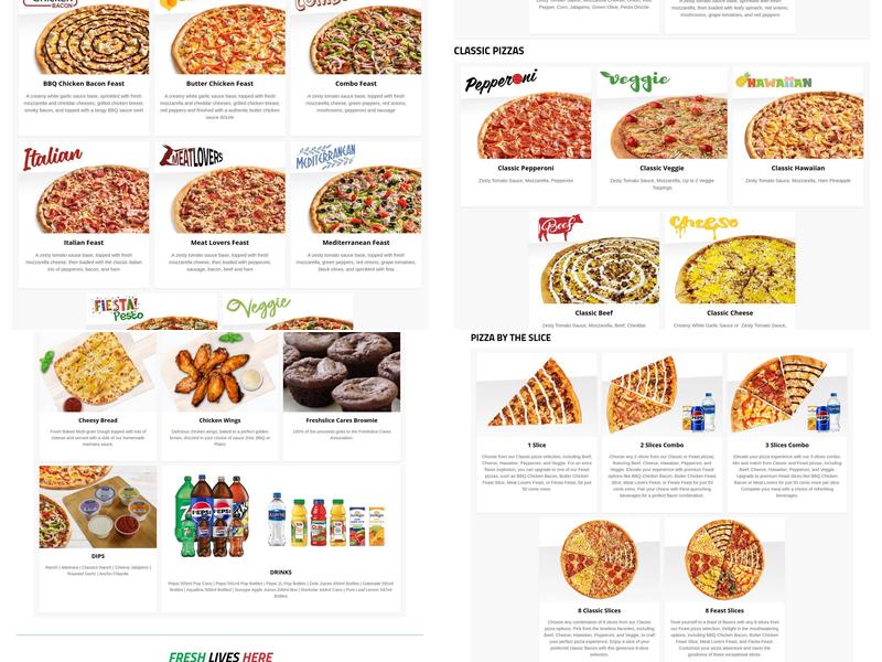 Freshslice Pizza Menu