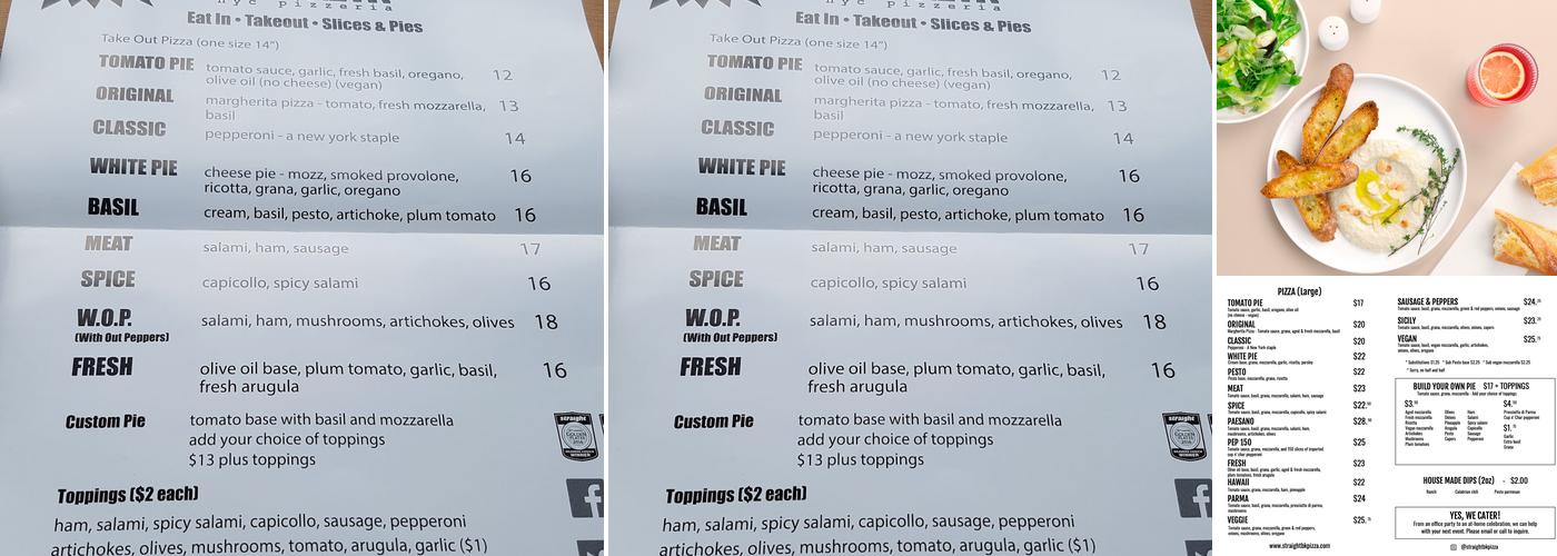 Straight Brooklyn Pizza - Chinatown Menu