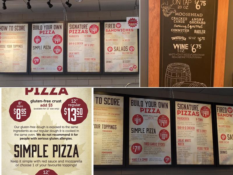 Score Pizza Menu