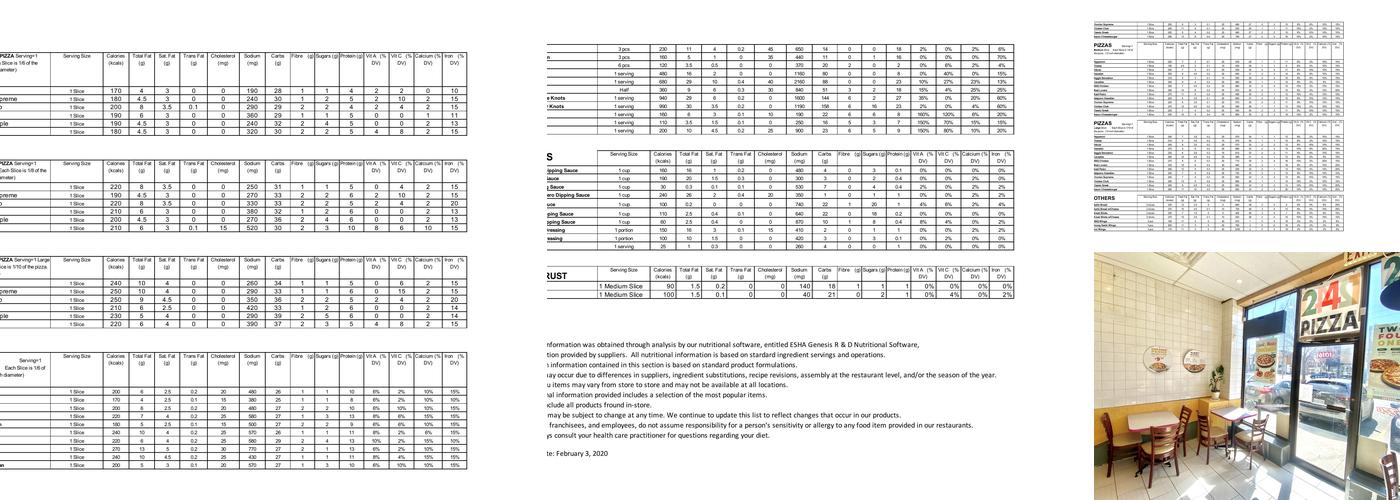 241 Pizza Menu
