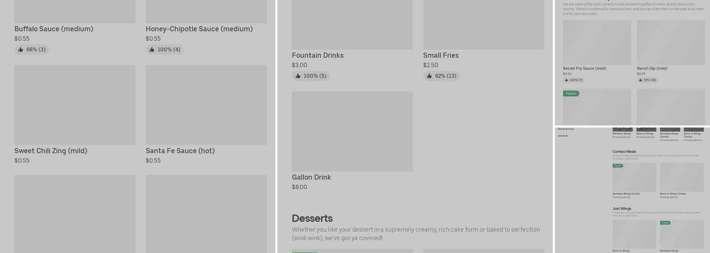 It's Just Wings Menu