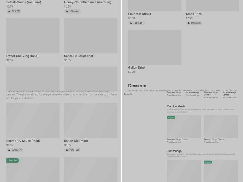 It's Just Wings Menu