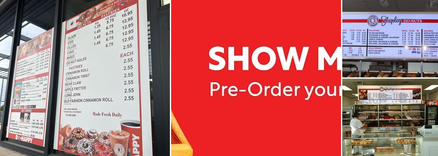 Shipley Do-Nuts Menu