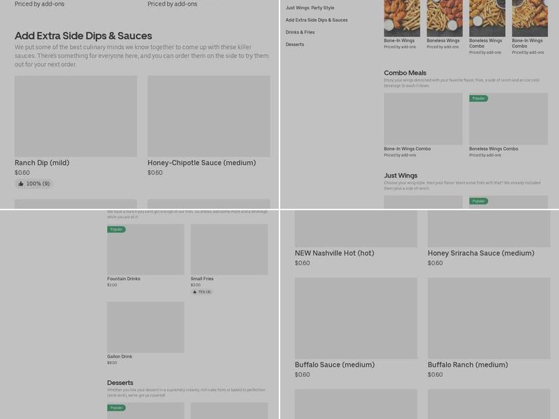 It's Just Wings Menu