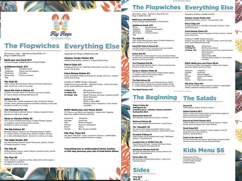Flip Flops Dockside Grill Menu