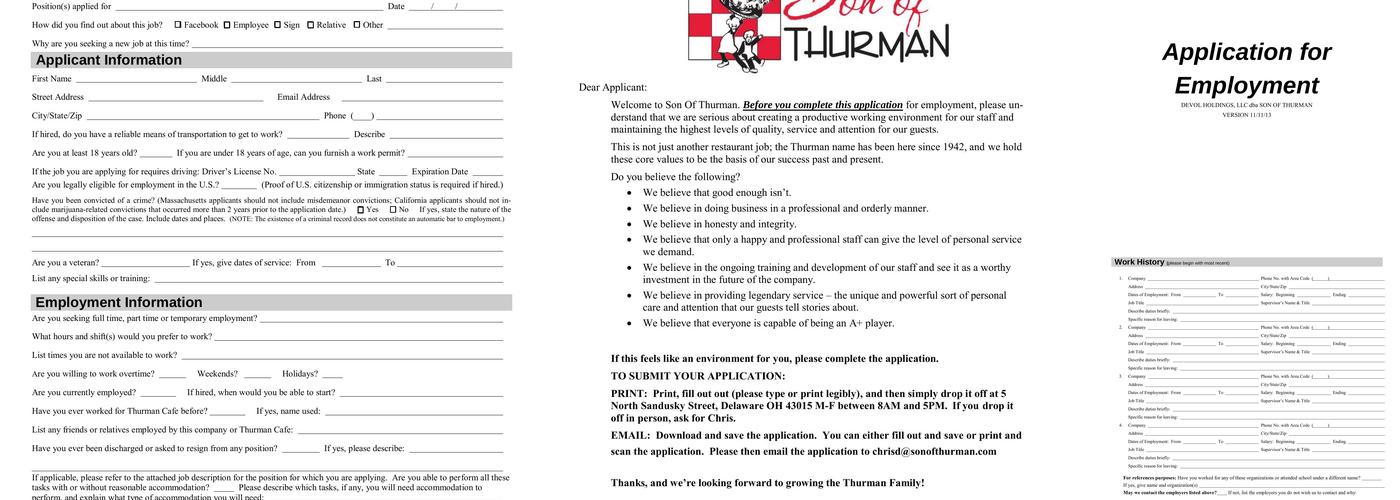 Son Of Thurman Galena Menu