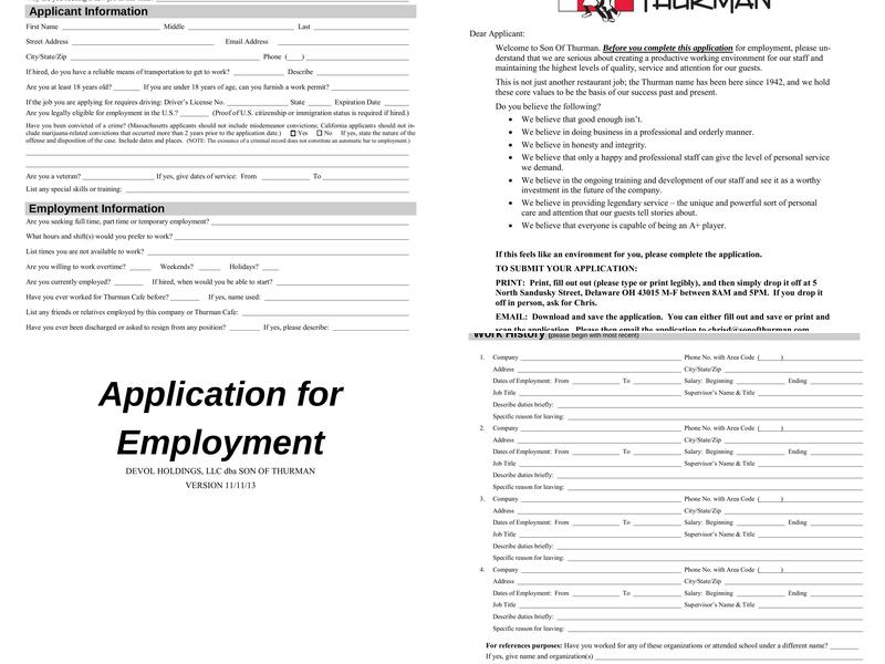 Son Of Thurman Galena Menu