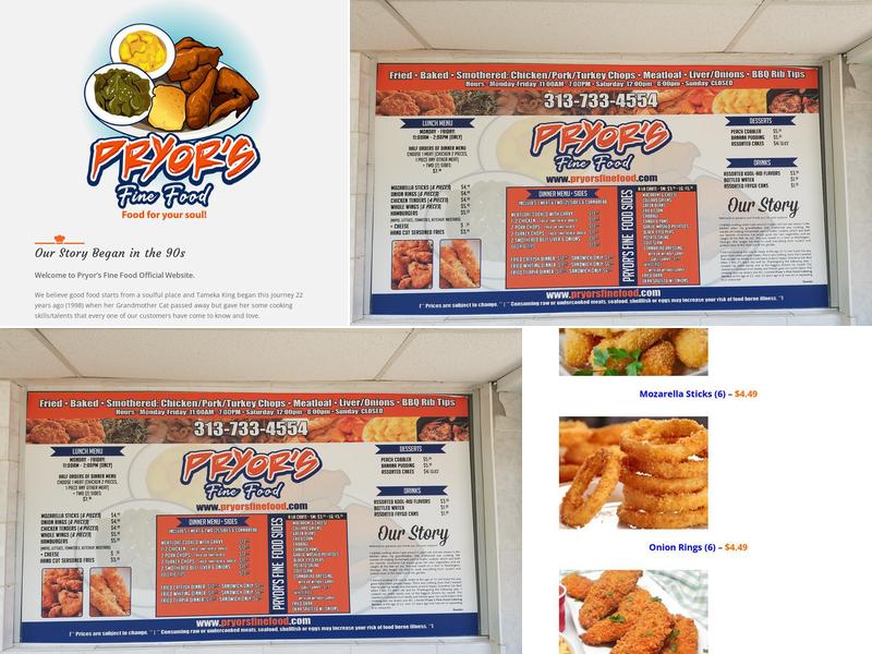 Pryor's Fine Food Menu