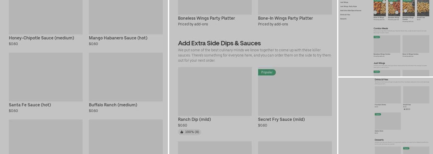 It's Just Wings Menu