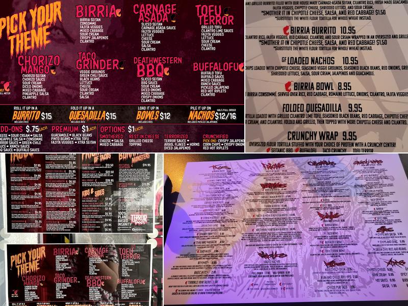 Terror Tacos Menu