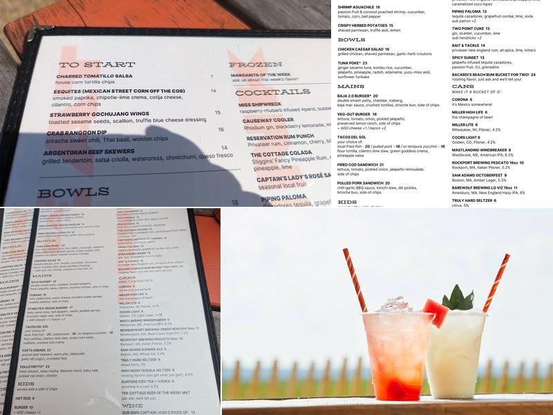 Sunset Club Plum Island Menu