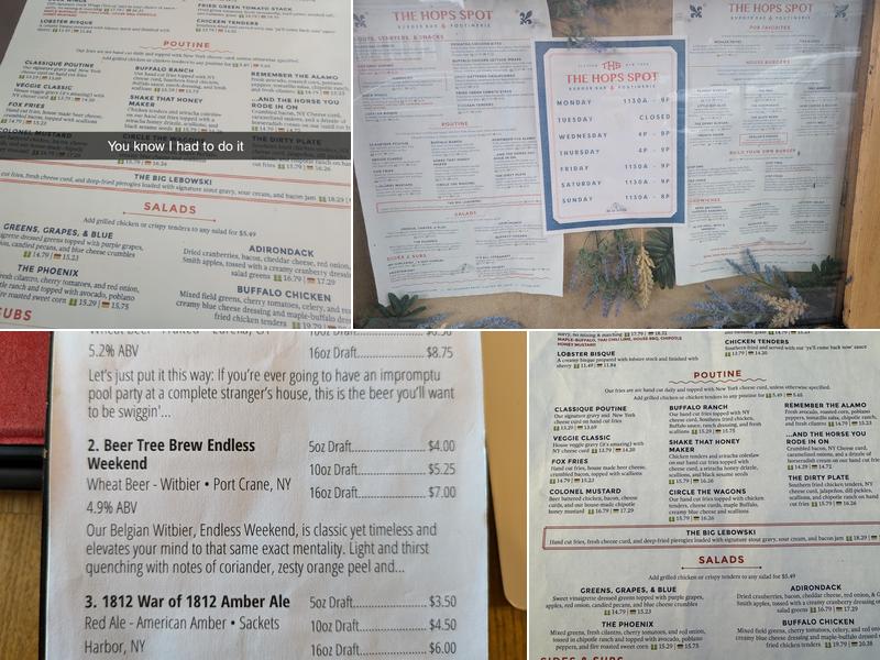 The Hops Spot Clayton Menu