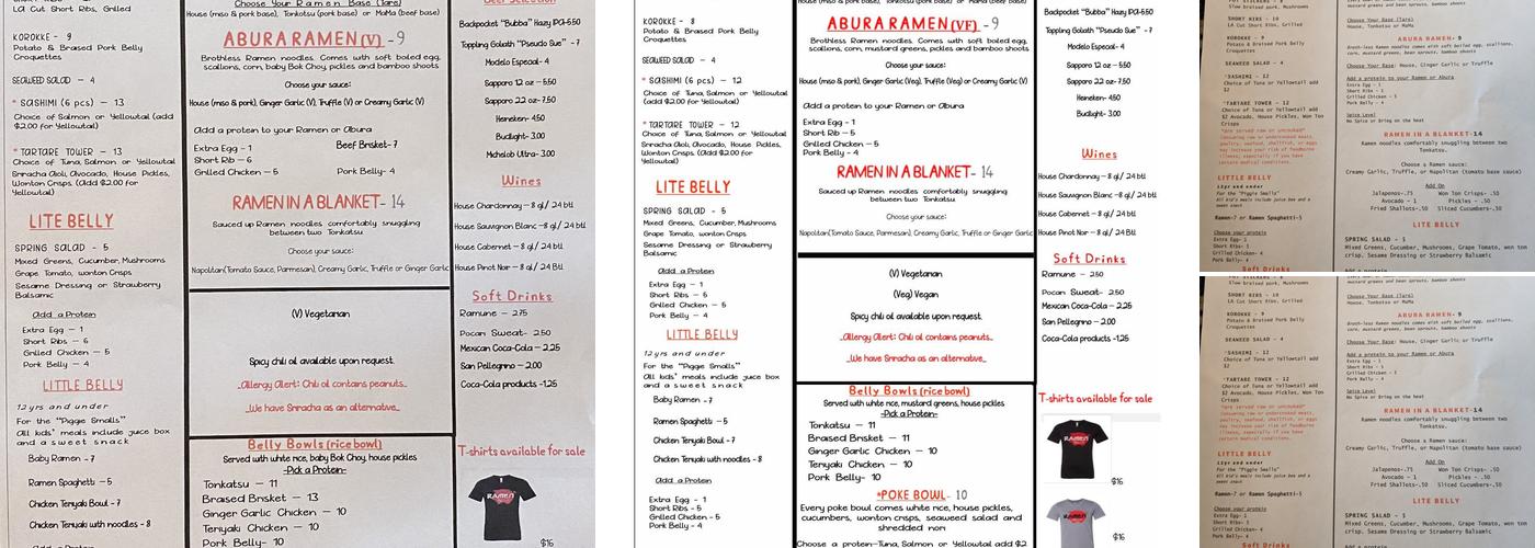 Ramen Belly Menu