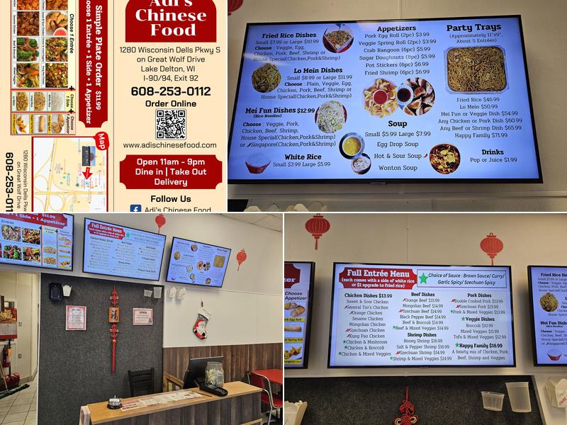 Adi's Chinese Food Menu