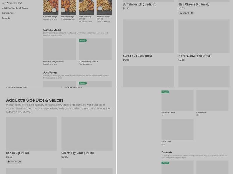 It's Just Wings Menu