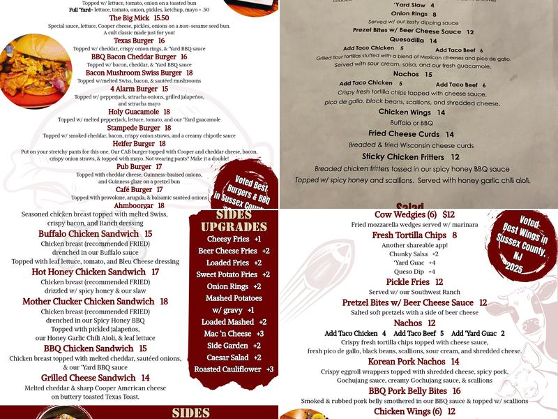 The Barnyard Menu