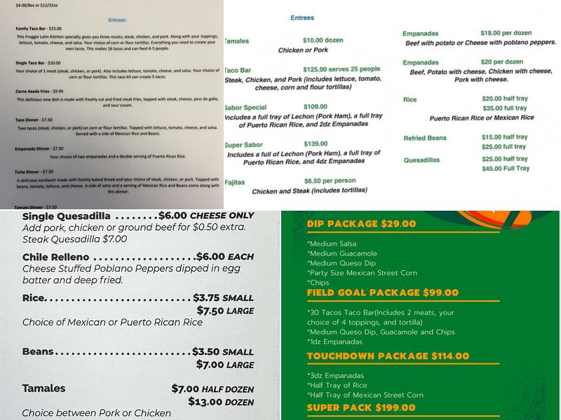 Froggie Latin Kitchen Menu