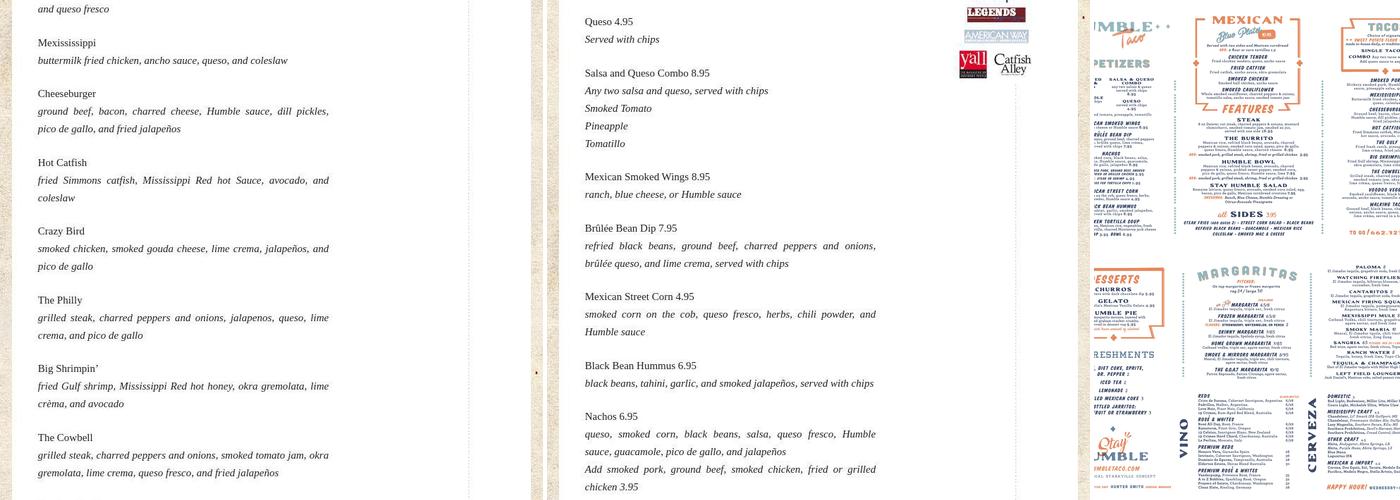 Humble Taco Menu