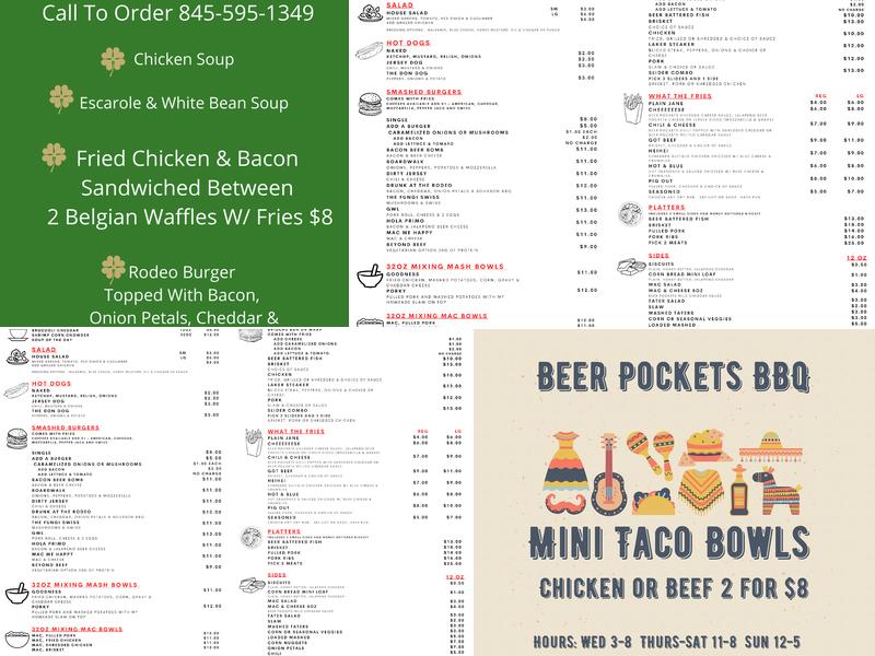 Beer Pockets BBQ Menu