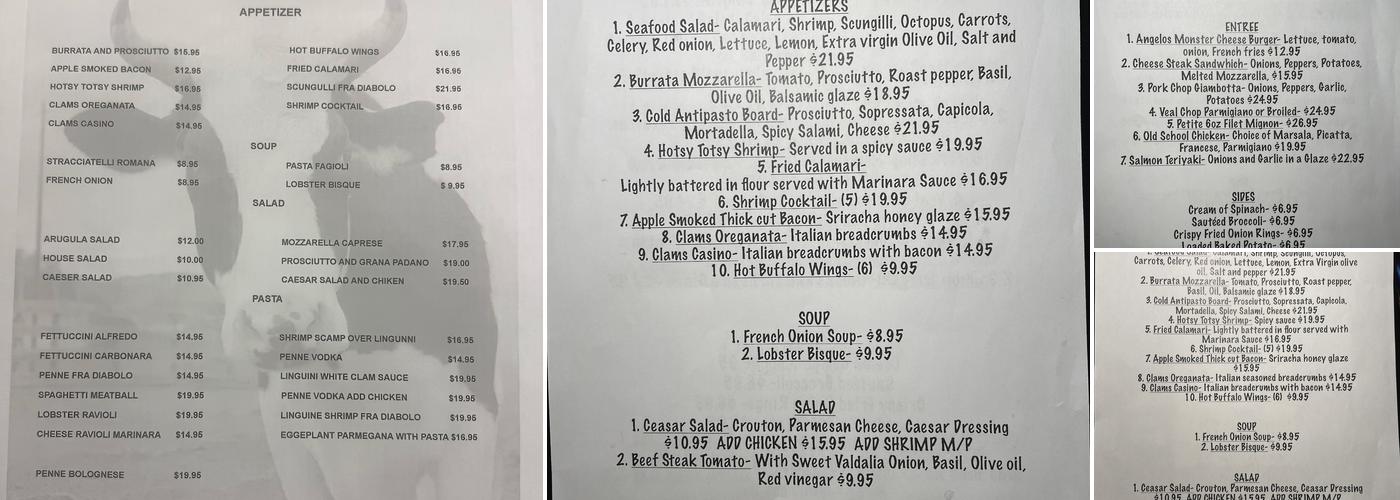 Angelo's Steak House Menu