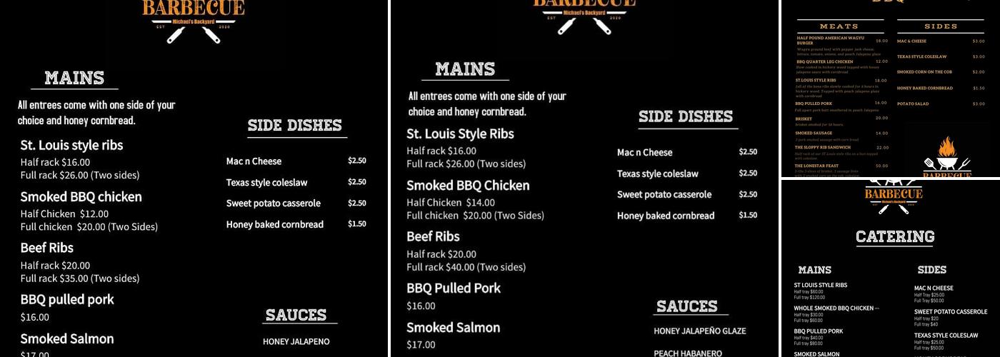 Michael's Backyard BBQ Menu