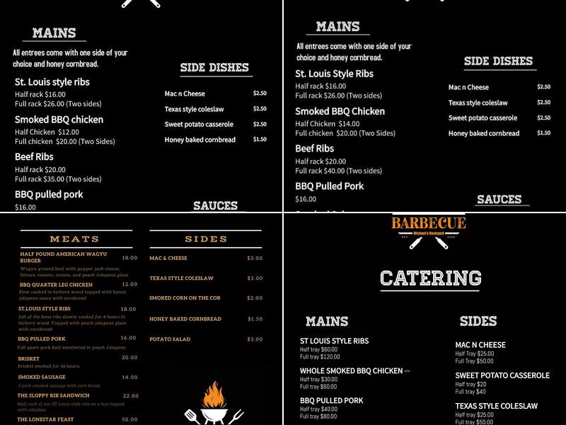 Michael's Backyard BBQ Menu